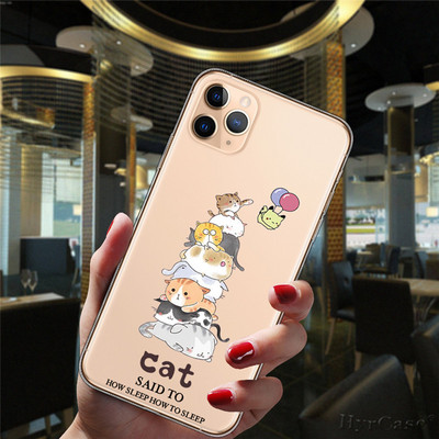 iPhone 13 12 11 14 Pro Max Mini XS XR 14Plus futrālim Populārs Love Laugh Life Cute Cat Fashion caurspīdīgs mīksts silikona vāciņš