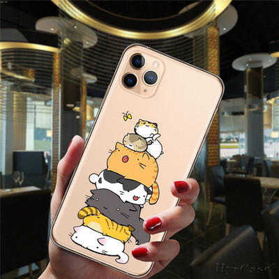 iPhone 13 12 11 14 Pro Max Mini XS XR 14Plus futrālim Populārs Love Laugh Life Cute Cat Fashion caurspīdīgs mīksts silikona vāciņš