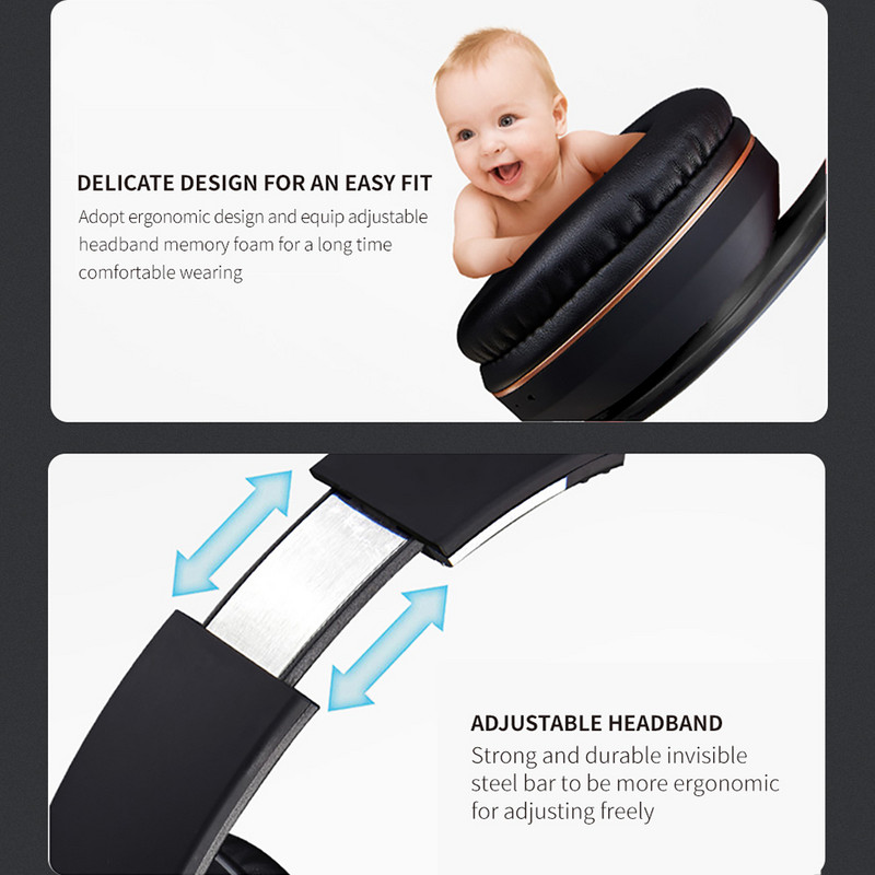 Căști Bluetooth 5.0 cu microfon Deep Bass Căști fără fir HiFi Stereo Surround Music TF FM Sport Căști pentru jocuri pentru telefon PC