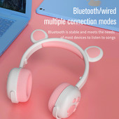 Bluetooth slušalice Sjajne slatke LED slušalice s mačjim medvjeđim šapama za djevojčice, dječake, djecu, djecu, poklon, slušalice, bežične HIFI stereo bas