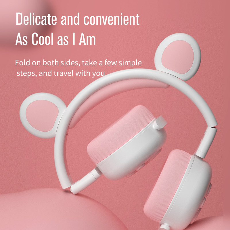 Bluetooth slušalice Sjajne slatke LED slušalice s mačjim medvjeđim šapama za djevojčice, dječake, djecu, djecu, poklon, slušalice, bežične HIFI stereo bas