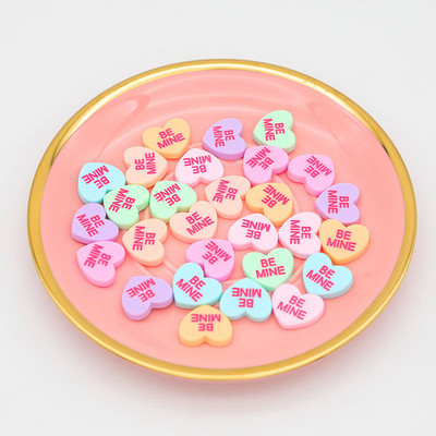 30db Sweet Heart Nail Art Charms Dekorációk Új színű Betű Barack Szív Ékszerek Barkácsolás Lapos hátú gyanta kézműves manikűr kiegészítők