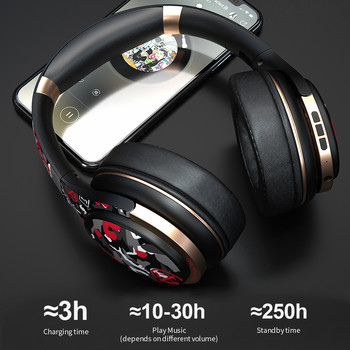 Ακουστικά Bluetooth 5.0 Fashion Ακουστικά Graffiti Ασύρματα ακουστικά για τηλέφωνο υπολογιστή Υποστήριξη φορητού υπολογιστή ενσύρματο TF FM με μείωση θορύβου