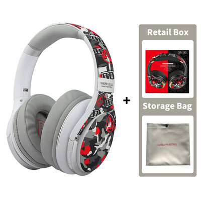 Bluetooth 5.0 slušalice Fashion Graffiti Headset Bežične slušalice za telefon PC prijenosno računalo Podrška Žičani TF FM sa smanjenjem buke