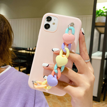 Калъф за телефон Macaron Lovely Bracelet Chain за Huawei Y6P Y5P Y7P Y8S 2020 Y9 Y7 Prime Y6 Y5 2019 Силиконова каишка за китка TPU Cover