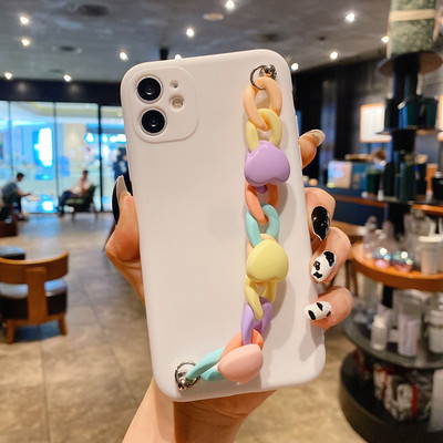 Macaron lijepa narukvica s lancem za telefonsku torbicu za Huawei Y6P Y5P Y7P Y8S 2020 Y9 Y7 Prime Y6 Y5 2019 Silikonska narukvica TPU maska