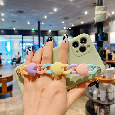 Macaron lijepa narukvica s lancem za telefonsku torbicu za Huawei Y6P Y5P Y7P Y8S 2020 Y9 Y7 Prime Y6 Y5 2019 Silikonska narukvica TPU maska