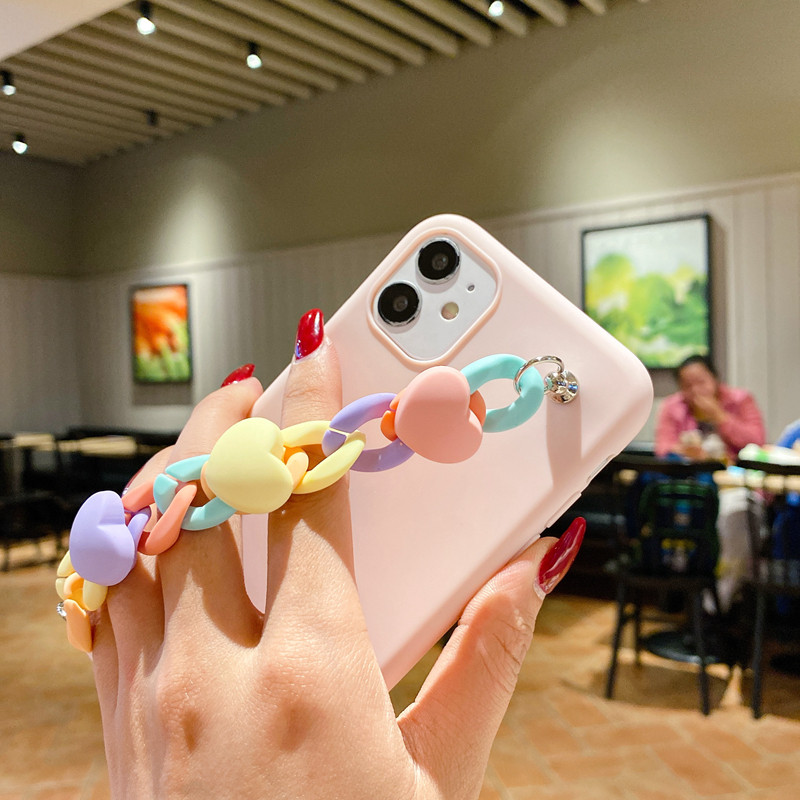 Macaron lijepa narukvica s lancem za telefonsku torbicu za Huawei Y6P Y5P Y7P Y8S 2020 Y9 Y7 Prime Y6 Y5 2019 Silikonska narukvica TPU maska