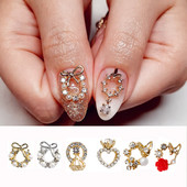 10 db Koszorúötvözet Nail Art Ékszer Varázs 3D Garland Design Arany/Ezüst Gyémánt DIY Karácsonyi Nail Art Dekorációs Kiegészítők #J