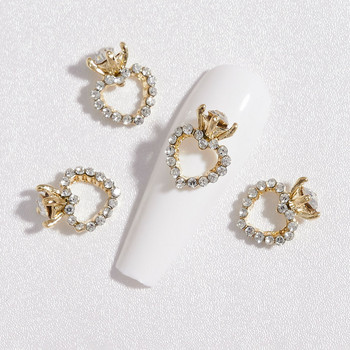 10 бр. венец от сплав Nail Art бижута Charm 3D дизайн на гирлянди Златен/сребърен диамант Направи си сам Коледни аксесоари за декорация на нокти #J
