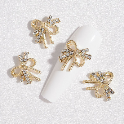 10 db Koszorúötvözet Nail Art Ékszer Varázs 3D Garland Design Arany/Ezüst Gyémánt DIY Karácsonyi Nail Art Dekorációs Kiegészítők #J
