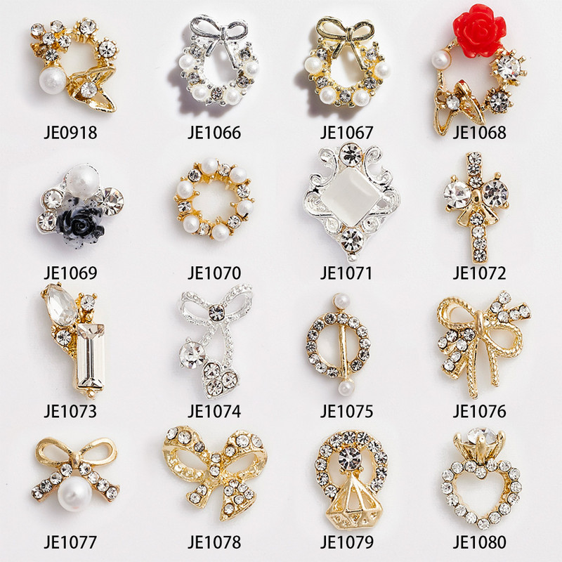 10 db Koszorúötvözet Nail Art Ékszer Varázs 3D Garland Design Arany/Ezüst Gyémánt DIY Karácsonyi Nail Art Dekorációs Kiegészítők #J