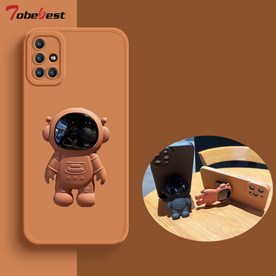Калъф за силиконов държач за телефон Astronaut Bracket за Samsung Galaxy A51 A71 4G A11 A21S A31 A81 A01 A02 A03 A02S A03 Core Cover