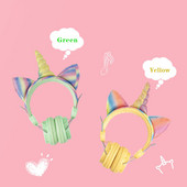 Slatke jednorog slušalice s mačjim ušima, dječje slušalice s mikrofonom, glazbene stereo Bluetooth 5.0 slušalice za PC, telefon, dječje slušalice