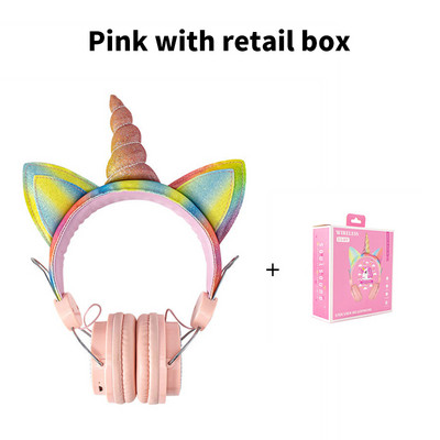 Slatke jednorog slušalice s mačjim ušima, dječje slušalice s mikrofonom, glazbene stereo Bluetooth 5.0 slušalice za PC, telefon, dječje slušalice