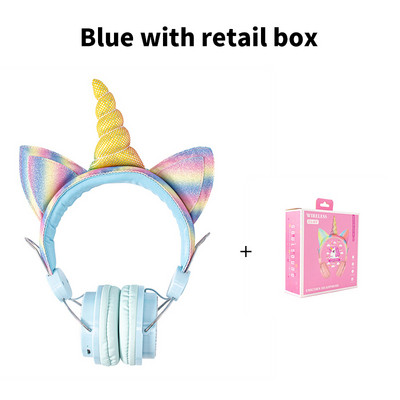 Slatke jednorog slušalice s mačjim ušima, dječje slušalice s mikrofonom, glazbene stereo Bluetooth 5.0 slušalice za PC, telefon, dječje slušalice