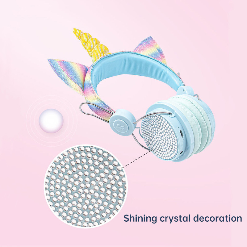 Slatke jednorog slušalice s mačjim ušima, dječje slušalice s mikrofonom, glazbene stereo Bluetooth 5.0 slušalice za PC, telefon, dječje slušalice