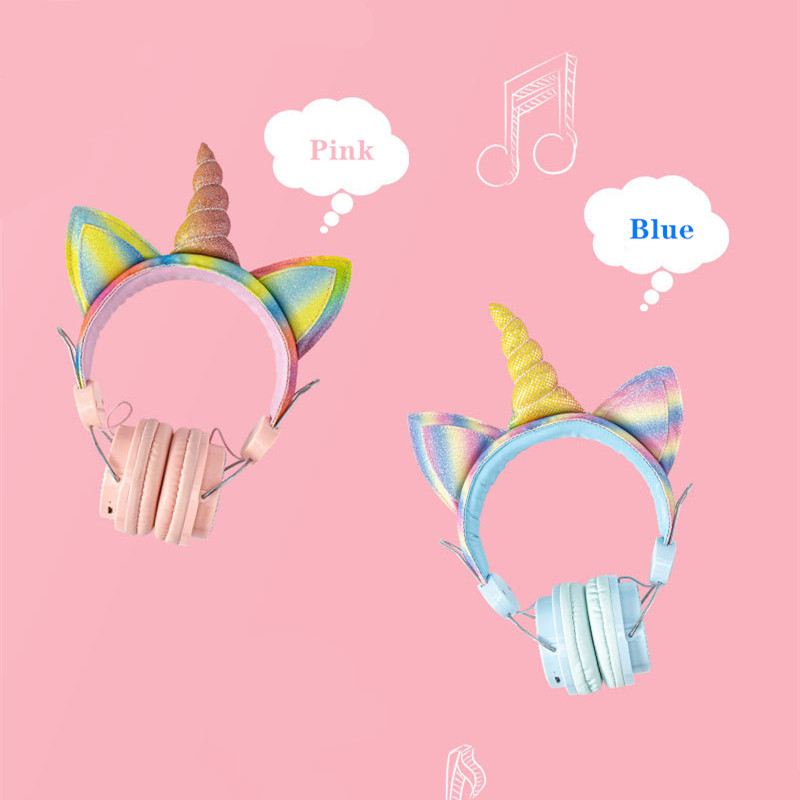 Slatke jednorog slušalice s mačjim ušima, dječje slušalice s mikrofonom, glazbene stereo Bluetooth 5.0 slušalice za PC, telefon, dječje slušalice