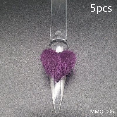 5gab Heart Pom Pom 3D nagu piekariņi 2021 Summer New Magnetic Nail Pom komplekts Accent Nail Magnetic Pom Puffy Pom Charms Nail Art