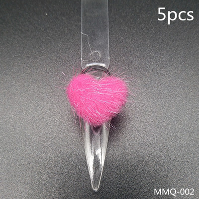 5gab Heart Pom Pom 3D nagu piekariņi 2021 Summer New Magnetic Nail Pom komplekts Accent Nail Magnetic Pom Puffy Pom Charms Nail Art