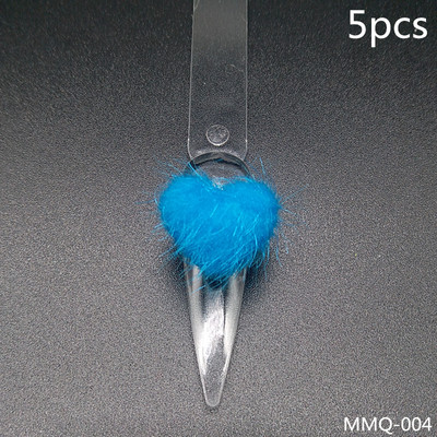 5gab Heart Pom Pom 3D nagu piekariņi 2021 Summer New Magnetic Nail Pom komplekts Accent Nail Magnetic Pom Puffy Pom Charms Nail Art