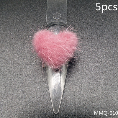 5gab Heart Pom Pom 3D nagu piekariņi 2021 Summer New Magnetic Nail Pom komplekts Accent Nail Magnetic Pom Puffy Pom Charms Nail Art
