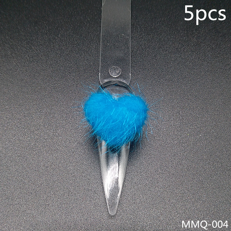 5 vnt. Heart Pom Pom 3D Nail Charms 2021 Summer New Magnetic Nail Pom Kit Accent Nail Magnetic Pom Puffy Pom Charms Nail Art