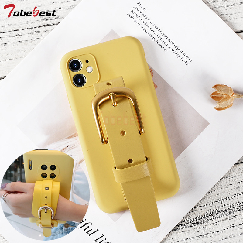 Modna narukvica s remenom Tekuća silikonska futrola za iPhone 13 12 Mini 11 Pro XS Max X XR 7 8 6 6S Plus prsten za zapešće Poklopac za držač telefona