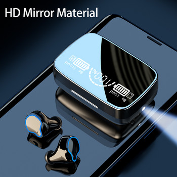 TWS Bluetooth 5.0 слушалки Безжични слушалки LED дисплей за захранване с 2000mAh Power Bank HD огледален материал за телефон IOS Android