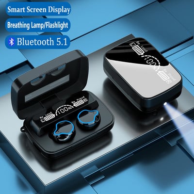 TWS Bluetooth 5.0 слушалки Безжични слушалки LED дисплей за захранване с 2000mAh Power Bank HD огледален материал за телефон IOS Android