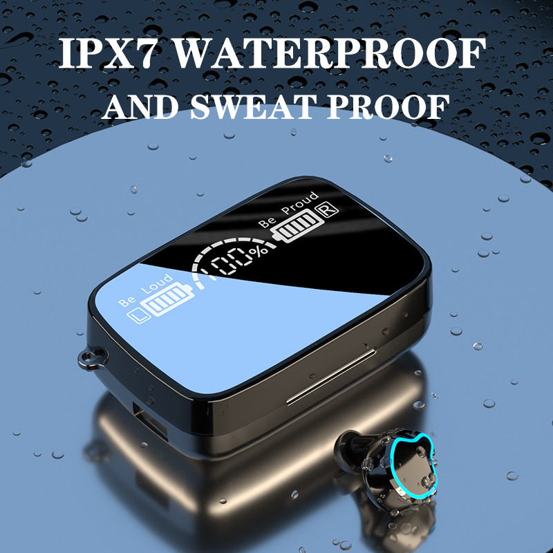 Ακουστικά TWS Bluetooth 5.0 Ασύρματα ακουστικά LED Power Display με 2000mAh Power Bank HD υλικό καθρέφτη για τηλέφωνο IOS Android