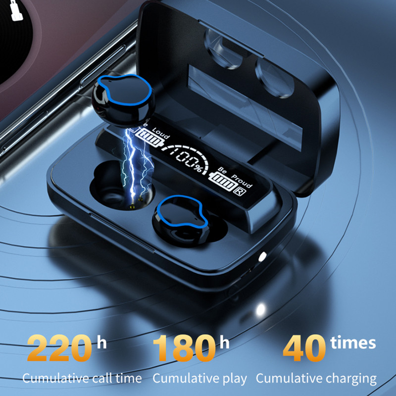 Ακουστικά TWS Bluetooth 5.0 Ασύρματα ακουστικά LED Power Display με 2000mAh Power Bank HD υλικό καθρέφτη για τηλέφωνο IOS Android