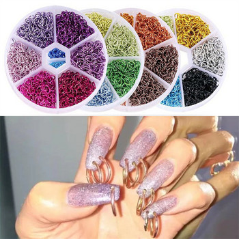 Висящ пръстен за нокти Метална сплав Ноктопластика Алуминиеви 3D декорации Пиърсинг Декор Смесени цветове Бижута за нокти