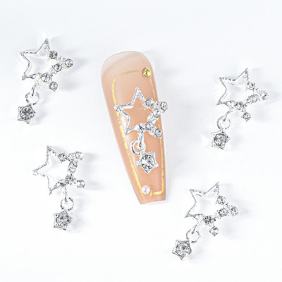 10 DB 3D körömbűvek Lógó Kereszt szív hold köröm ékszerek 3D körömbűvek Nail Art Dekorációs körömpiercing medálokhoz