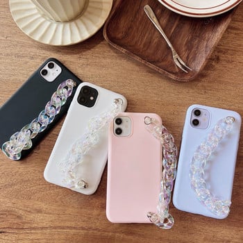 Θήκη τηλεφώνου Clear Crystal Bracelet Chain Chain Για iphone 13 12 11 Pro XS Max XR X 8 7 6S 6 Plus SE 5 5S Silicone Soft TPU Matte Cover