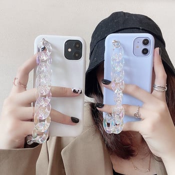 Θήκη τηλεφώνου Clear Crystal Bracelet Chain Chain Για iphone 13 12 11 Pro XS Max XR X 8 7 6S 6 Plus SE 5 5S Silicone Soft TPU Matte Cover