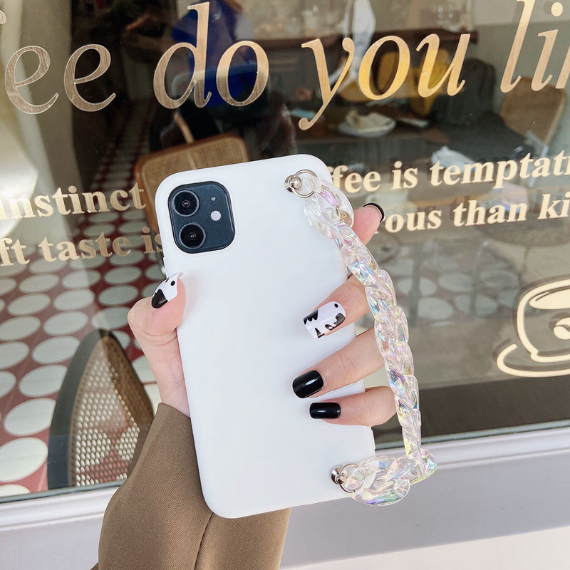 Läbipaistev kristallist käevõru ketiga telefoni ümbris iphone 13 12 11 Pro XS Max XR X 8 7 6S 6 Plus SE 5 5S silikoonist pehme TPU matt kate