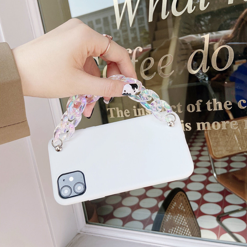 Läbipaistev kristallist käevõru ketiga telefoni ümbris iphone 13 12 11 Pro XS Max XR X 8 7 6S 6 Plus SE 5 5S silikoonist pehme TPU matt kate