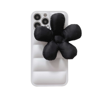 Απλές ασπρόμαυρες λουλούδια Winter Down θήκη τηλεφώνου για IPhone 13 12 11 Pro Max Coque Προστασία αερόσακου πίσω κάλυμμα