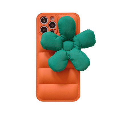 Απλές ασπρόμαυρες λουλούδια Winter Down θήκη τηλεφώνου για IPhone 13 12 11 Pro Max Coque Προστασία αερόσακου πίσω κάλυμμα