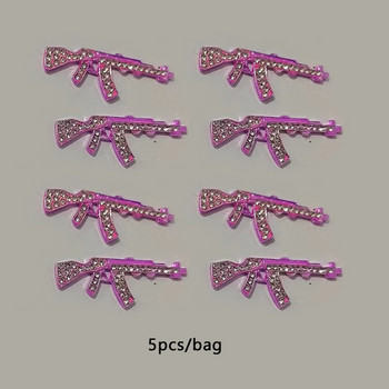 Luxury Pink Gun Nail Charms Kawaii Bunny Glitter Rhinestones Κρυστάλλινα DIY κοσμήματα μανικιούρ 3D αξεσουάρ διακόσμησης νυχιών