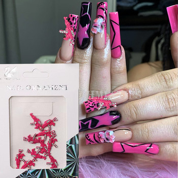 Луксозни розови талисмани за нокти с пистолет Kawaii Bunny Glitter Rhinestones Crystal Направи си сам бижута Маникюр 3D Аксесоари за декорация на нокти