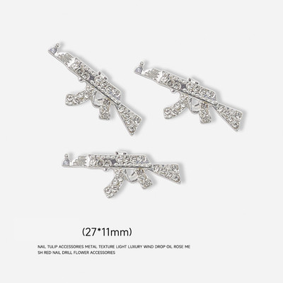 Luxury Pink Gun Nail Charms Kawaii Bunny Glitter Rhinestones Κρυστάλλινα DIY κοσμήματα μανικιούρ 3D αξεσουάρ διακόσμησης νυχιών