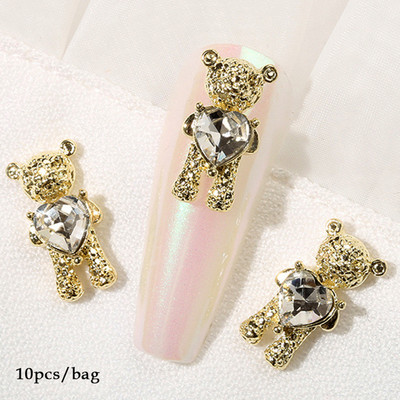 Luxury Pink Gun Nail Charms Kawaii Bunny Glitter Rhinestones Κρυστάλλινα DIY κοσμήματα μανικιούρ 3D αξεσουάρ διακόσμησης νυχιών