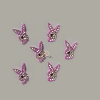 Луксозни розови талисмани за нокти с пистолет Kawaii Bunny Glitter Rhinestones Crystal Направи си сам бижута Маникюр 3D Аксесоари за декорация на нокти