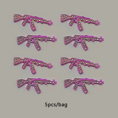 Luxury Pink Gun Nail Charms Kawaii Bunny Glitter Rhinestones Κρυστάλλινα DIY κοσμήματα μανικιούρ 3D αξεσουάρ διακόσμησης νυχιών