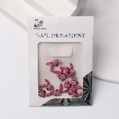 Luxury Pink Gun Nail Charms Kawaii Bunny Glitter Rhinestones Κρυστάλλινα DIY κοσμήματα μανικιούρ 3D αξεσουάρ διακόσμησης νυχιών