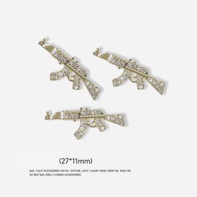 Luxury Pink Gun Nail Charms Kawaii Bunny Glitter Rhinestones Κρυστάλλινα DIY κοσμήματα μανικιούρ 3D αξεσουάρ διακόσμησης νυχιών