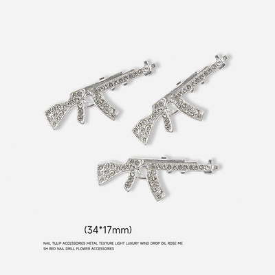 Luxury Pink Gun Nail Charms Kawaii Bunny Glitter Rhinestones Κρυστάλλινα DIY κοσμήματα μανικιούρ 3D αξεσουάρ διακόσμησης νυχιών
