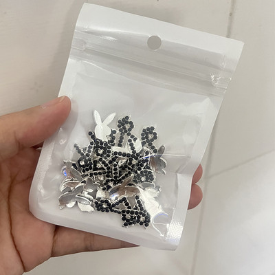 Luxury Pink Gun Nail Charms Kawaii Bunny Glitter Rhinestones Κρυστάλλινα DIY κοσμήματα μανικιούρ 3D αξεσουάρ διακόσμησης νυχιών